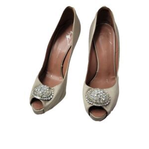 Giuseppe Zanotti Satin Crystal Embellished Pumps Heels Shoes